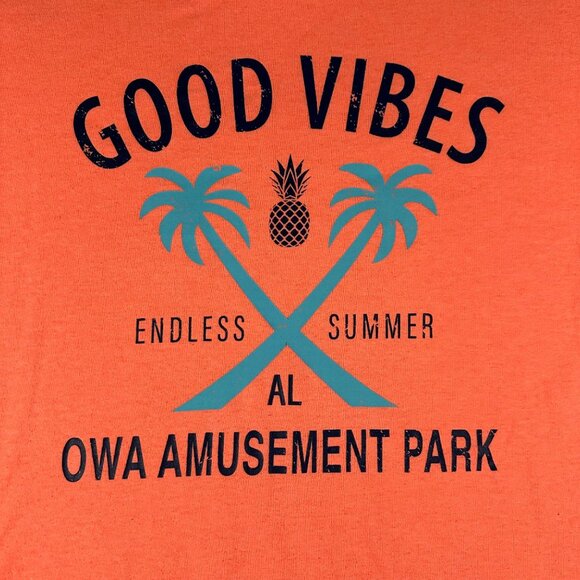 Delta Pro Weight Unisex XL‎ Neon Orange OWA Amusement Park Short Sleeve T-shirt - Picture 2 of 6